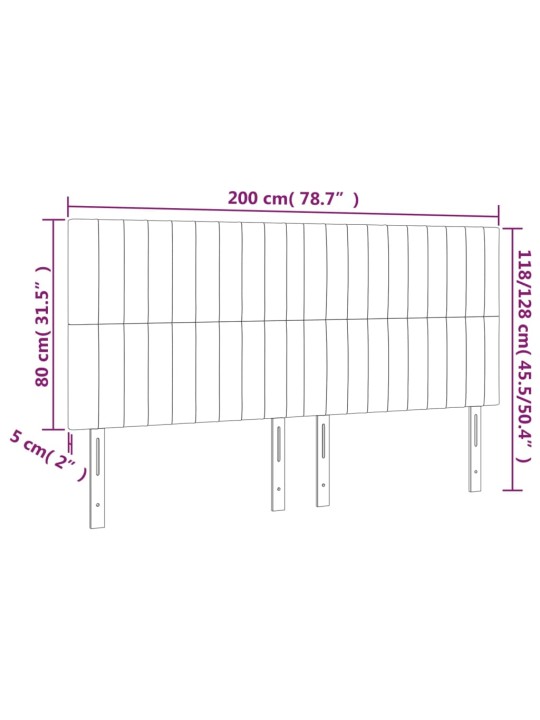 Voodipeatsid 4 tk, must, 100x5x78/88 cm, kangas