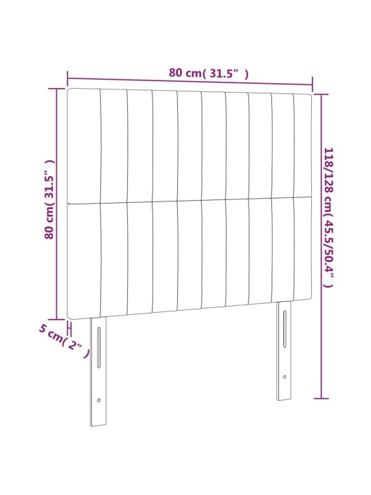 Voodipeatsid 2 tk, must, 80x5x78/88 cm, samet