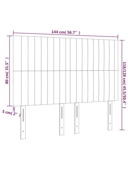 Voodipeatsid 4 tk, helehall, 72x5x78/88 cm, samet