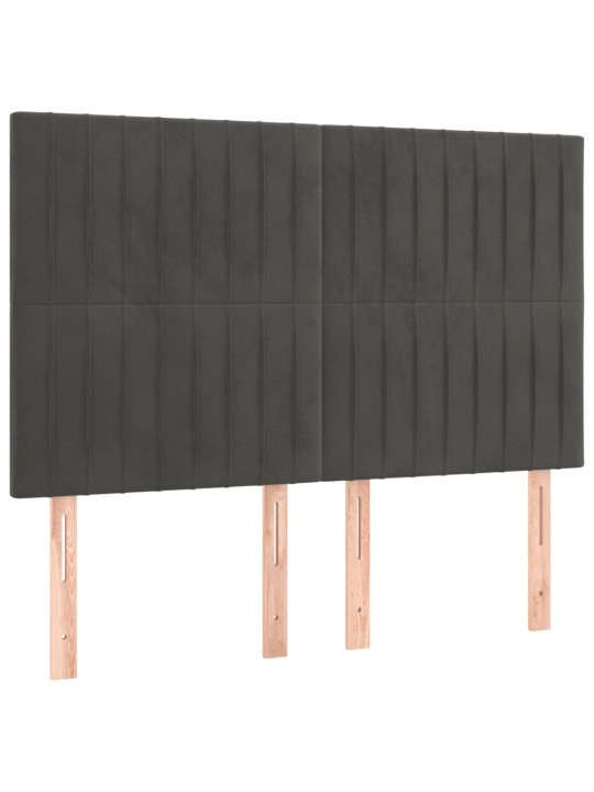 Voodipeatsid 4 tk, tumehall, 72x5x78/88 cm, samet