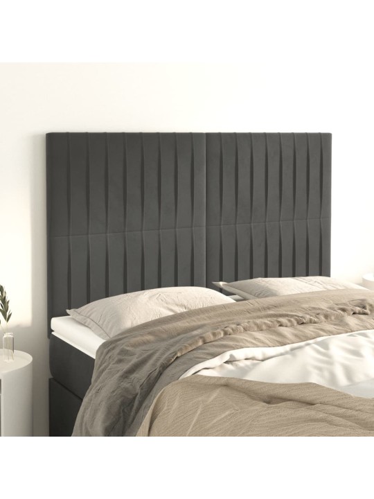Voodipeatsid 4 tk, tumehall, 72x5x78/88 cm, samet