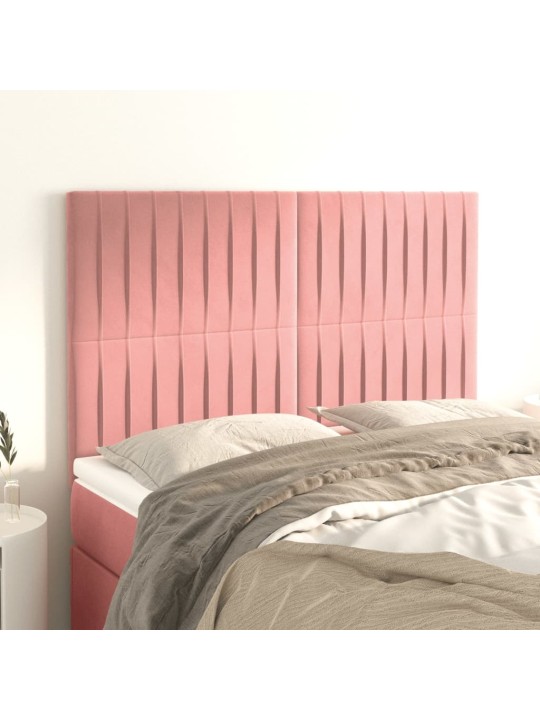 Voodipeatsid 4 tk, roosa, 72x5x78/88 cm, samet