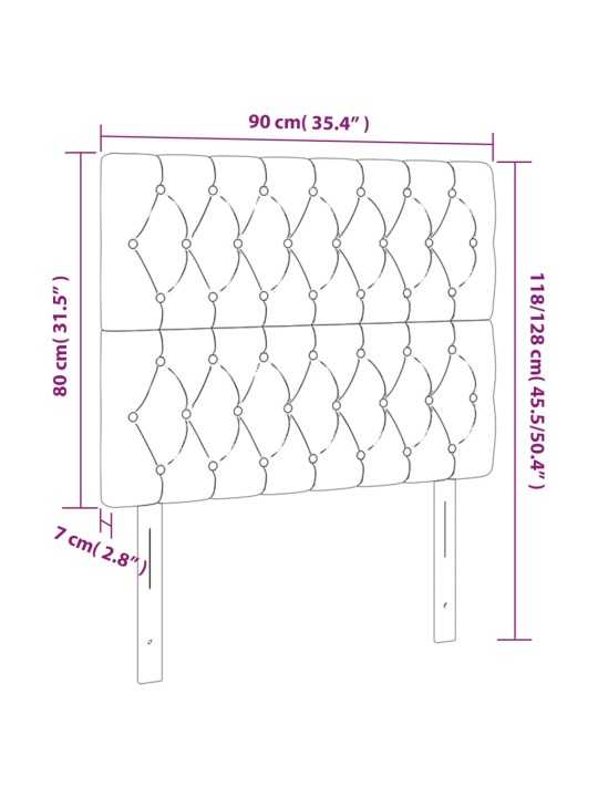 Voodipeatsid 2 tk, tumepruun, 90x7x78/88 cm, kangas