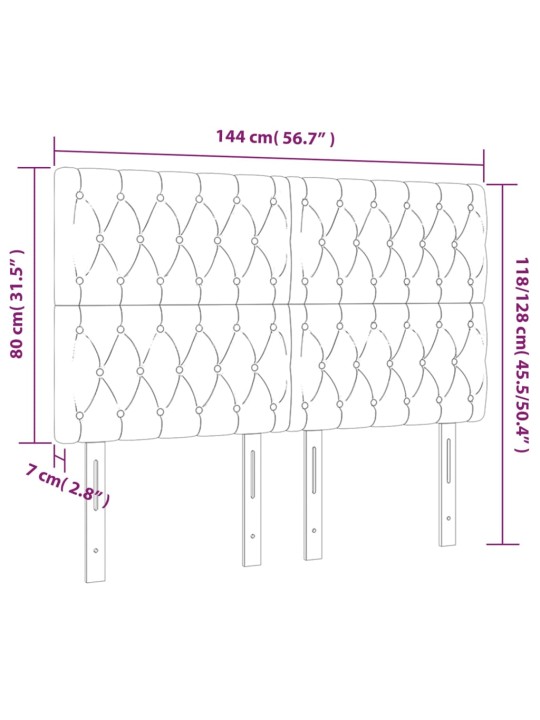 Voodipeatsid 4 tk, helehall, 72x7x78/88 cm, kangas