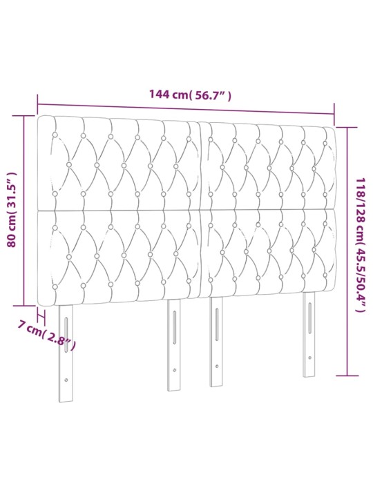 Voodipeatsid 4 tk, must, 72x7x78/88 cm, kangas