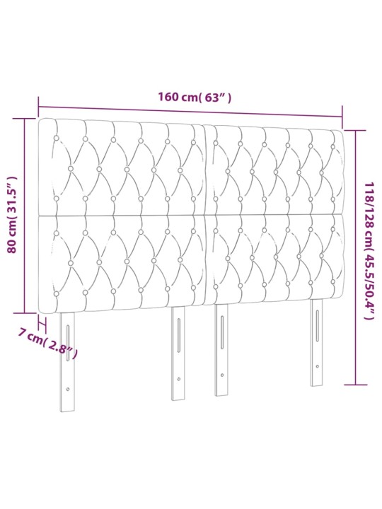 Voodipeatsid 4 tk, helehall, 80x7x78/88 cm, kangas