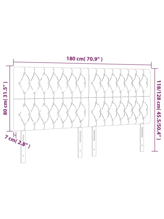 Voodipeatsid 4 tk, tumehall, 90x7x78/88 cm, kangas