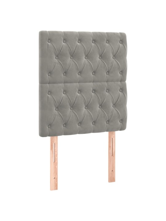 Voodipeatsid 2 tk, helehall, 80x7x78/88 cm, samet