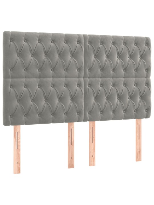 Voodipeatsid 4 tk, helehall, 72x7x78/88 cm, samet