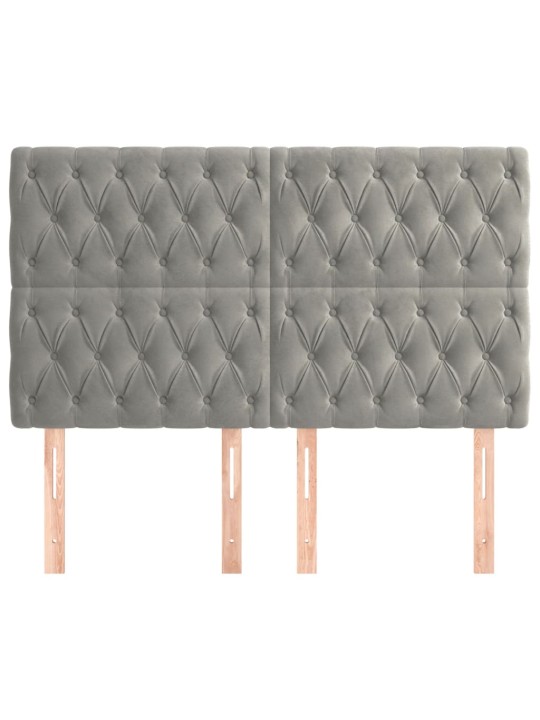 Voodipeatsid 4 tk, helehall, 72x7x78/88 cm, samet