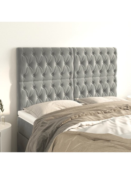 Voodipeatsid 4 tk, helehall, 72x7x78/88 cm, samet