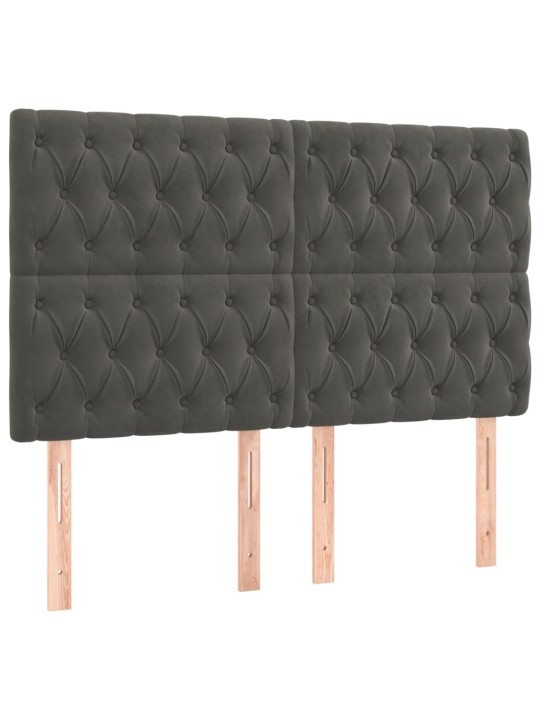 Voodipeatsid 4 tk, tumehall, 72x7x78/88 cm, samet