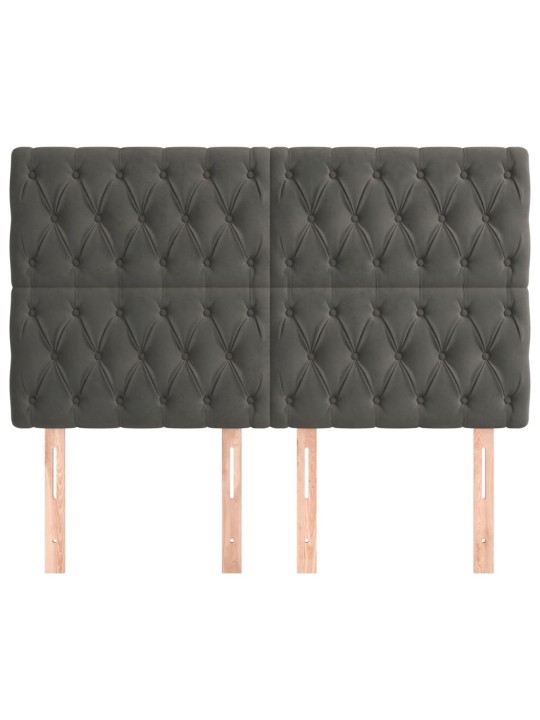 Voodipeatsid 4 tk, tumehall, 72x7x78/88 cm, samet