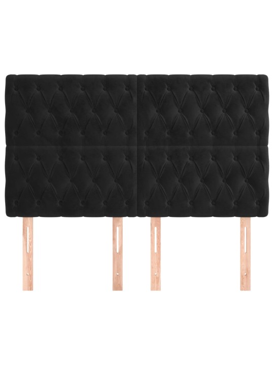 Voodipeatsid 4 tk, must, 72x7x78/88 cm, samet