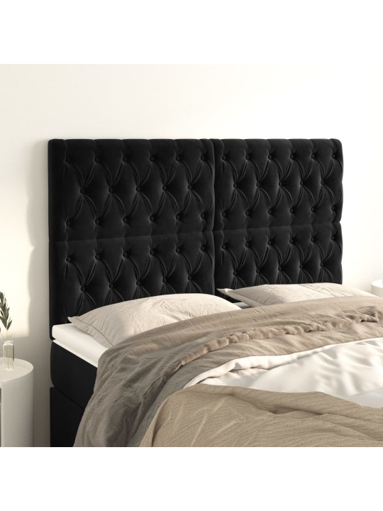 Voodipeatsid 4 tk, must, 72x7x78/88 cm, samet