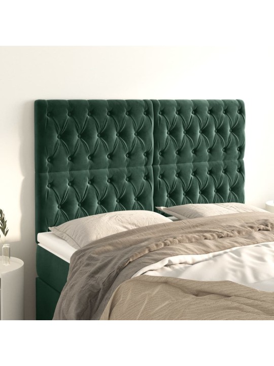 Voodipeatsid 4 tk, tumeroheline, 72x7x78/88 cm, samet
