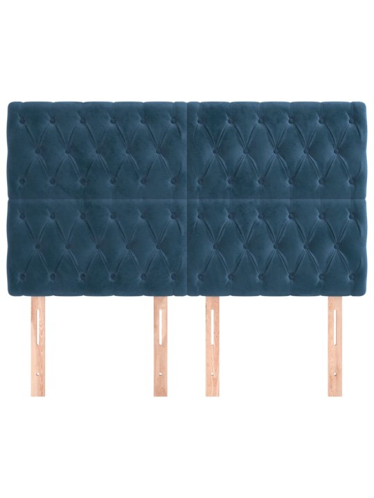 Voodipeatsid 4 tk, tumesinine, 72x7x78/88 cm, samet