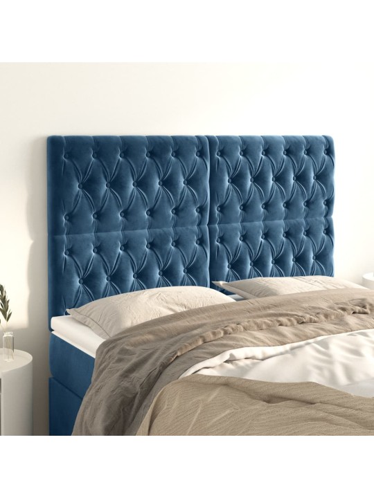 Voodipeatsid 4 tk, tumesinine, 72x7x78/88 cm, samet