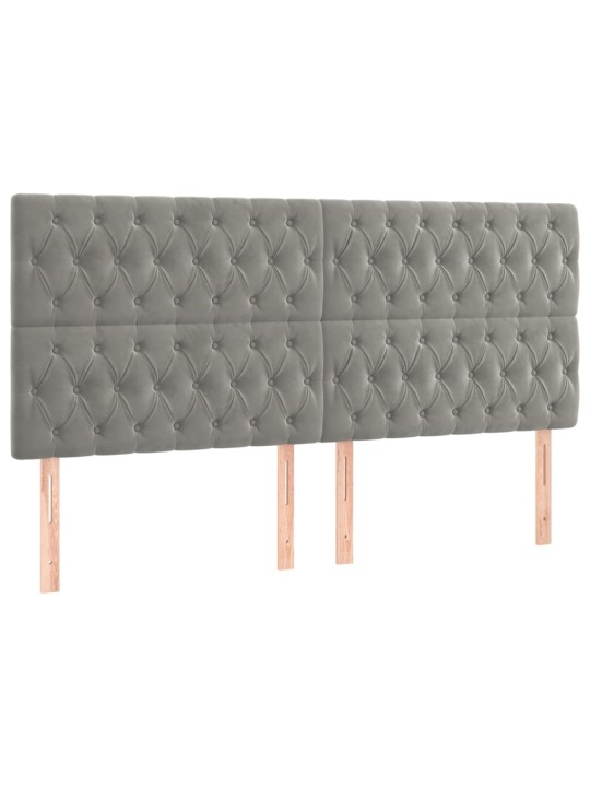 Voodipeatsid 4 tk, helehall, 90x7x78/88 cm, samet