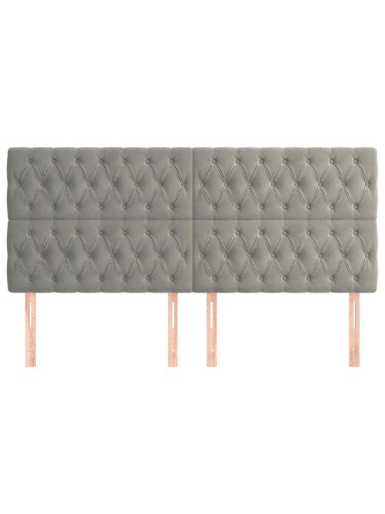 Voodipeatsid 4 tk, helehall, 90x7x78/88 cm, samet