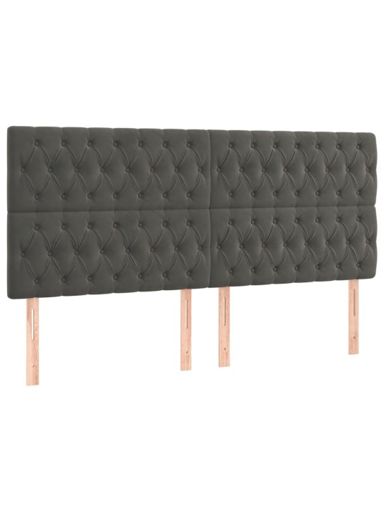 Voodipeatsid 4 tk, tumehall, 90x7x78/88 cm, samet