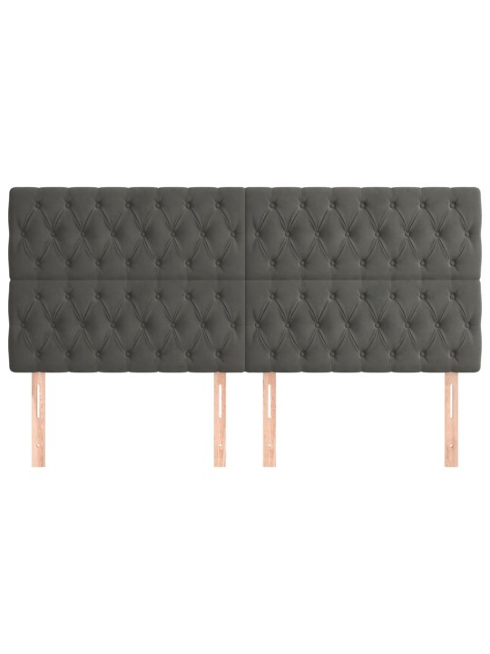 Voodipeatsid 4 tk, tumehall, 90x7x78/88 cm, samet