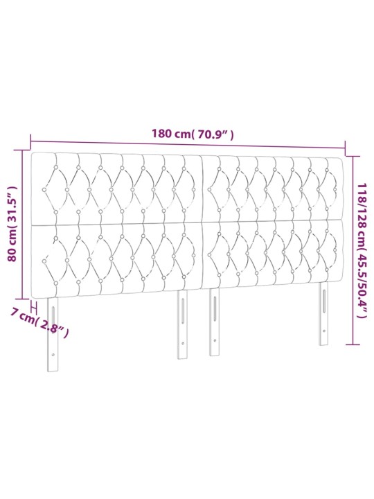 Voodipeatsid 4 tk, tumehall, 90x7x78/88 cm, samet