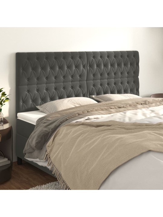 Voodipeatsid 4 tk, tumehall, 90x7x78/88 cm, samet