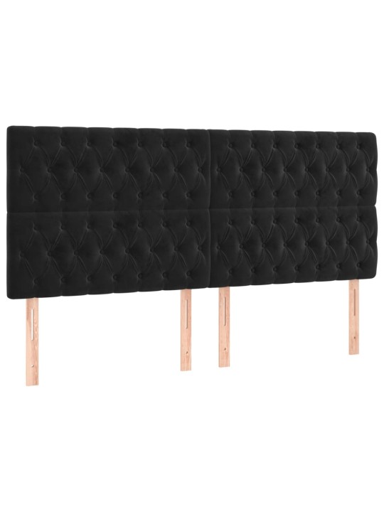 Voodipeatsid 4 tk, must, 90x7x78/88 cm, samet