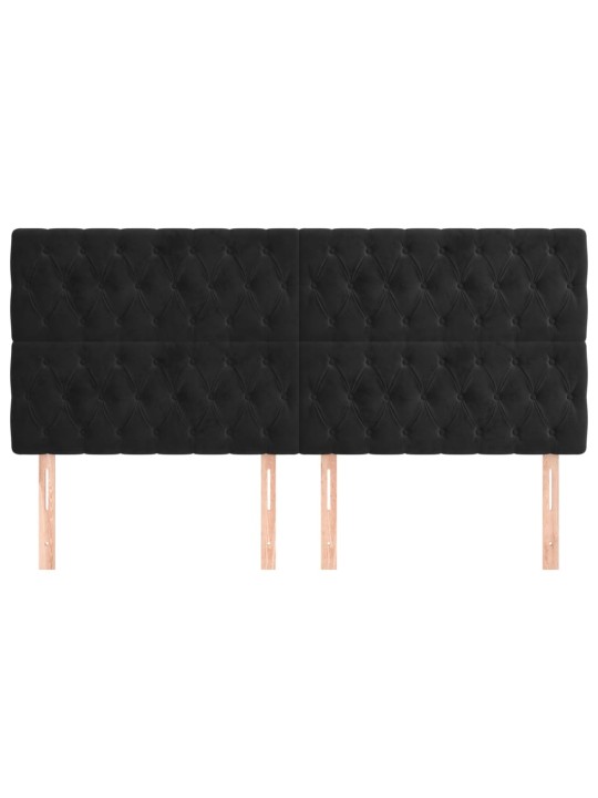 Voodipeatsid 4 tk, must, 90x7x78/88 cm, samet