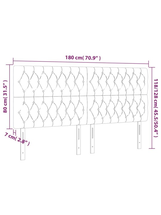 Voodipeatsid 4 tk, tumeroheline, 90x7x78/88 cm, samet