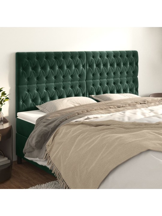 Voodipeatsid 4 tk, tumeroheline, 90x7x78/88 cm, samet