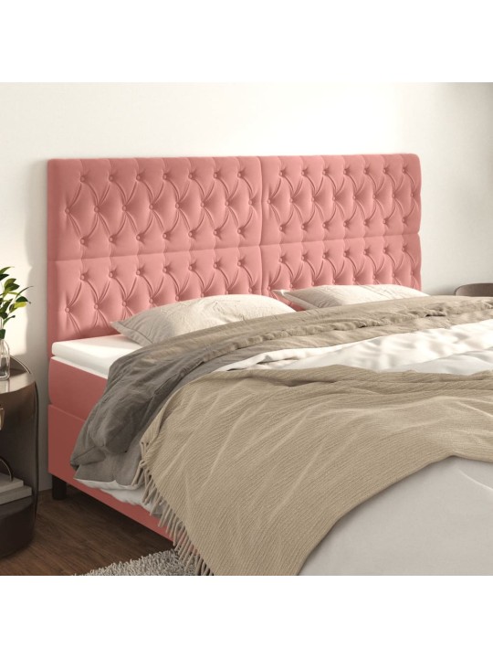 Voodipeatsid 4 tk, roosa, 90x7x78/88 cm, samet