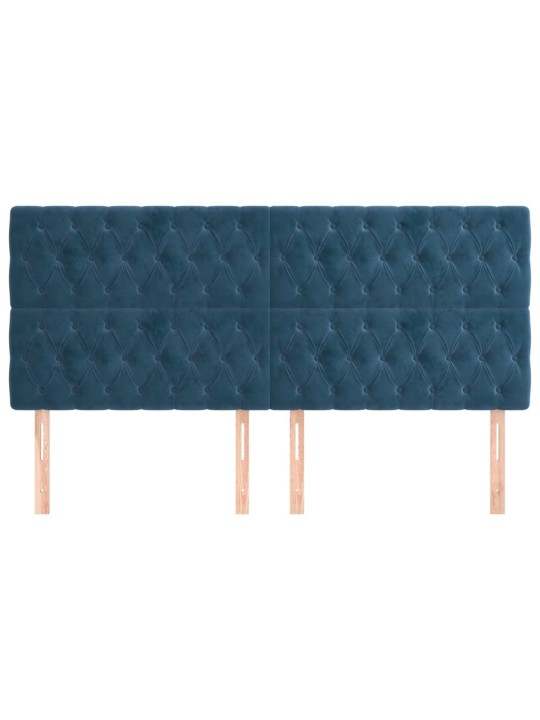Voodipeatsid 4 tk, tumesinine, 100x7x78/88 cm, samet