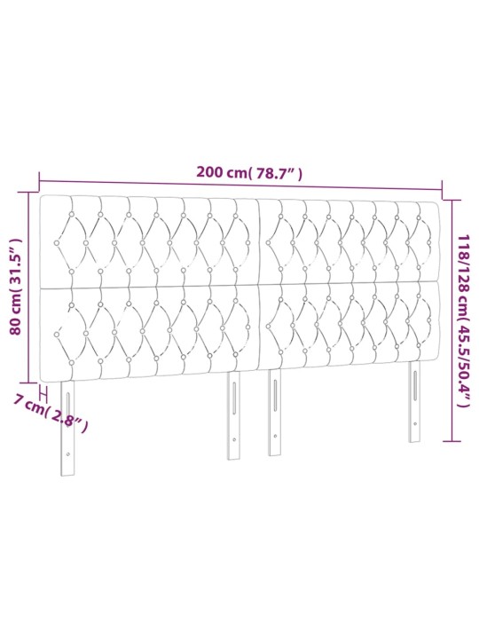 Voodipeatsid 4 tk, tumesinine, 100x7x78/88 cm, samet