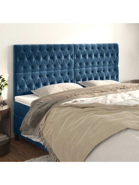 Voodipeatsid 4 tk, tumesinine, 100x7x78/88 cm, samet