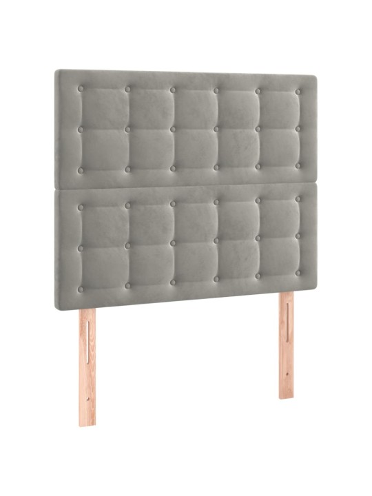 Voodipeatsid 2 tk, helehall, 80x5x78/88 cm, samet