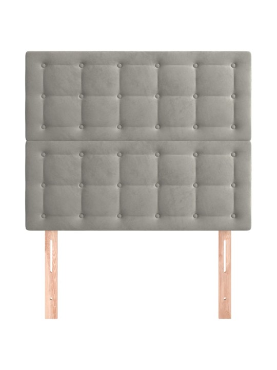 Voodipeatsid 2 tk, helehall, 80x5x78/88 cm, samet