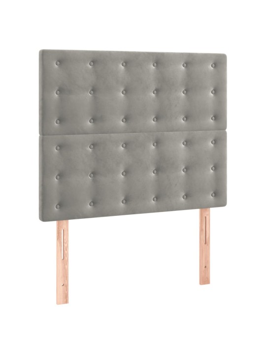 Voodipeatsid 2 tk, helehall, 90x5x78/88 cm, samet
