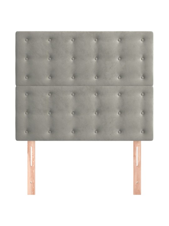 Voodipeatsid 2 tk, helehall, 90x5x78/88 cm, samet