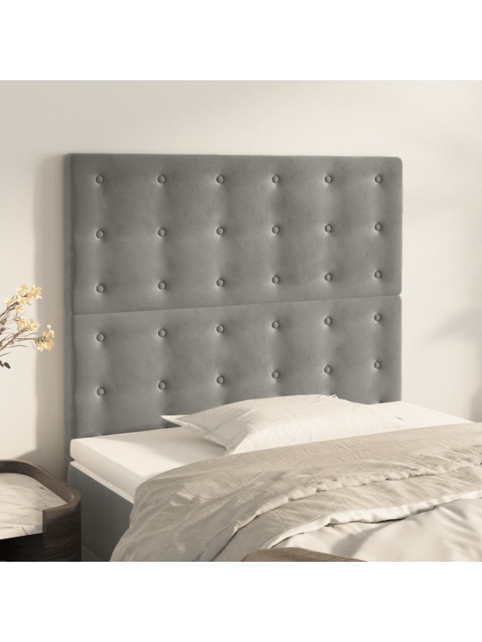 Voodipeatsid 2 tk, helehall, 90x5x78/88 cm, samet