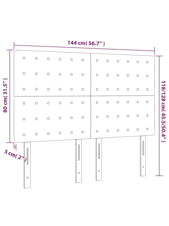 Voodipeatsid 4 tk, helehall, 72x5x78/88 cm, samet