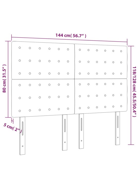 Voodipeatsid 4 tk, tumeroheline, 72x5x78/88 cm, samet