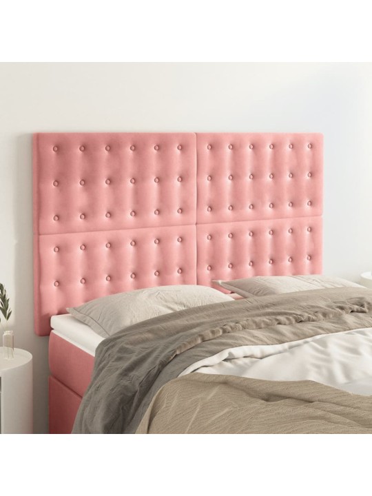 Voodipeatsid 4 tk, roosa, 72x5x78/88 cm, samet