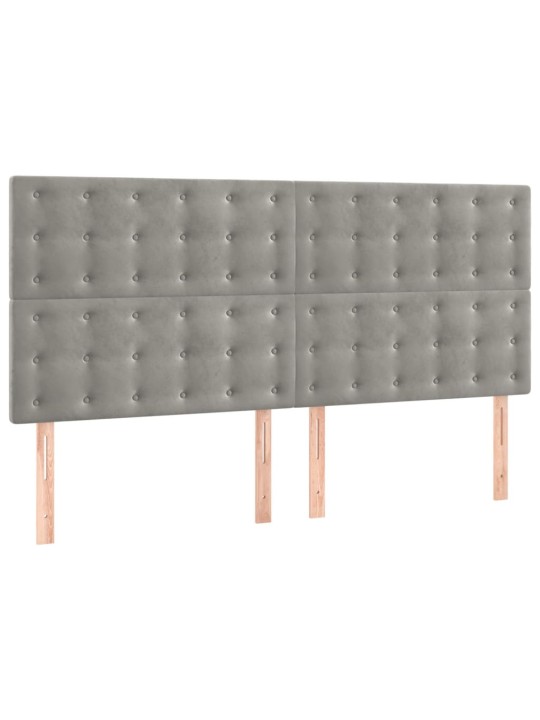 Voodipeatsid 4 tk, helehall, 80x5x78/88 cm, samet