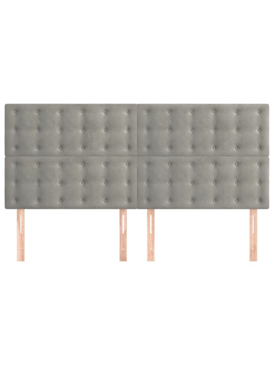 Voodipeatsid 4 tk, helehall, 80x5x78/88 cm, samet
