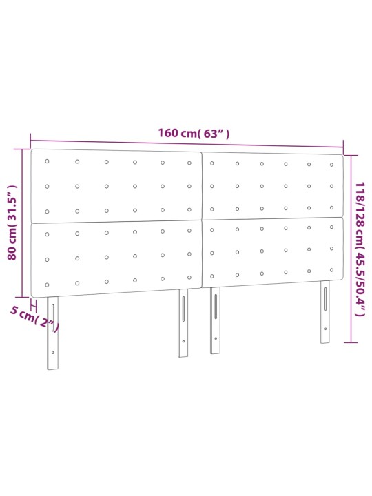 Voodipeatsid 4 tk, tumehall, 80x5x78/88 cm, samet