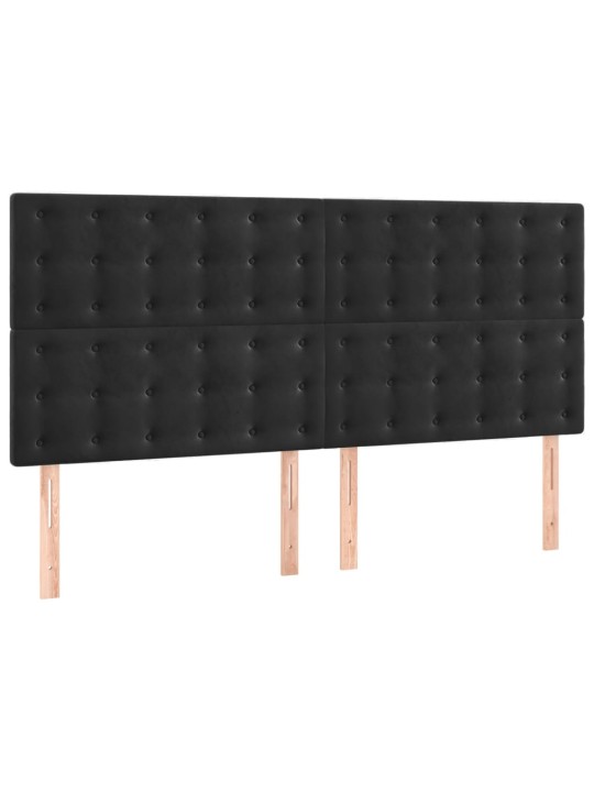 Voodipeatsid 4 tk, must, 80x5x78/88 cm, samet