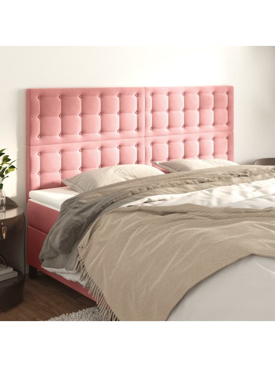 Voodipeatsid 4 tk, roosa, 80x5x78/88 cm, samet