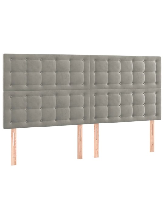 Voodipeatsid 4 tk, helehall, 90x5x78/88 cm, samet